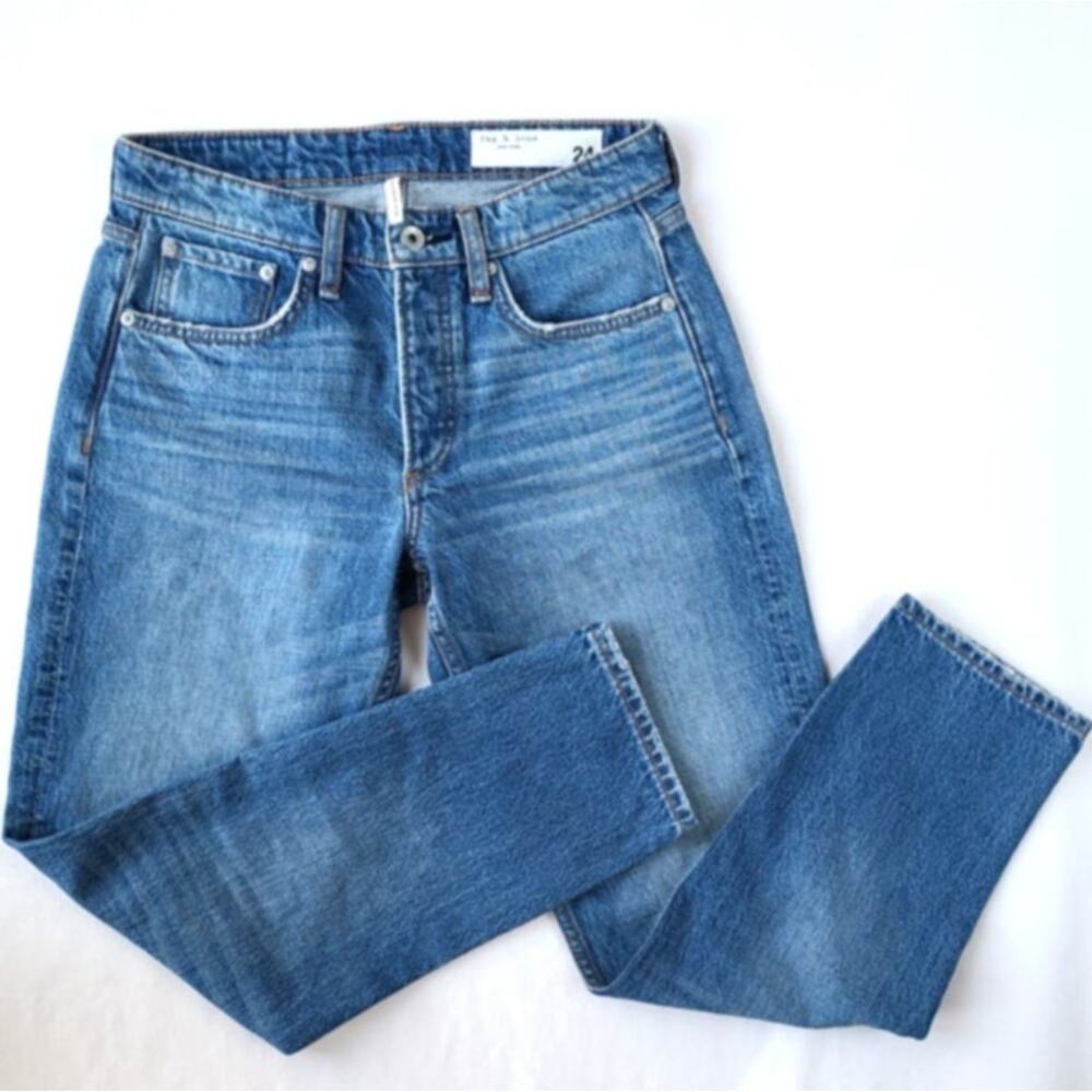 Rag & Bone Rosa Mid-Rise Ankle Boyfriend Clean Mick Blue Jeans Womens Sz 24 EUC - Picture 3 of 16